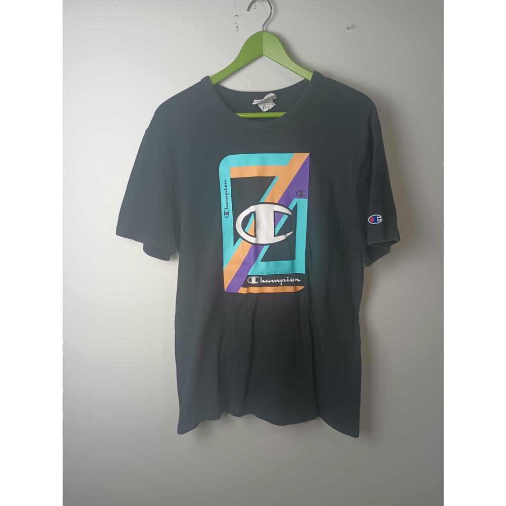 Champion Black pastel vintage 90s Graphic T-Shirt‎ Men's Size Medium